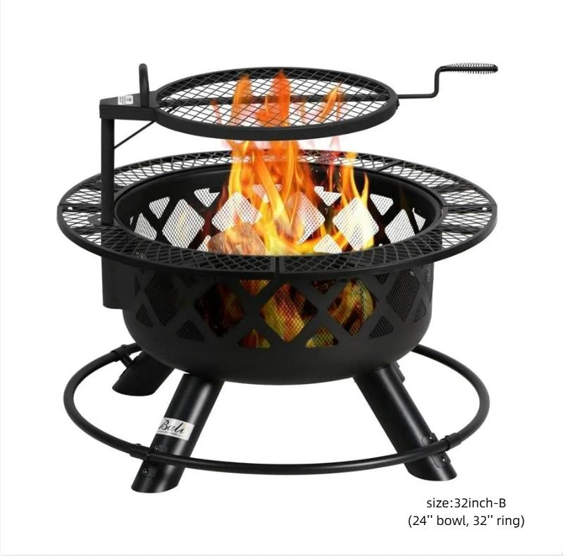 2-in-1 Wood Burning Fire Pit with Removable Cooking Grill