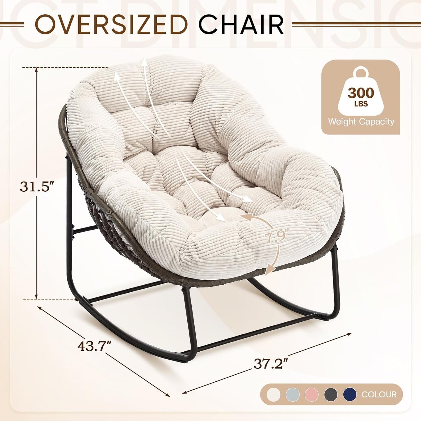 Papasan Chair – Extra Thick Cushion, Sturdy Wicker Frame, Indoor/Outdoor Lounge Chair for Porch, Patio & Balcony