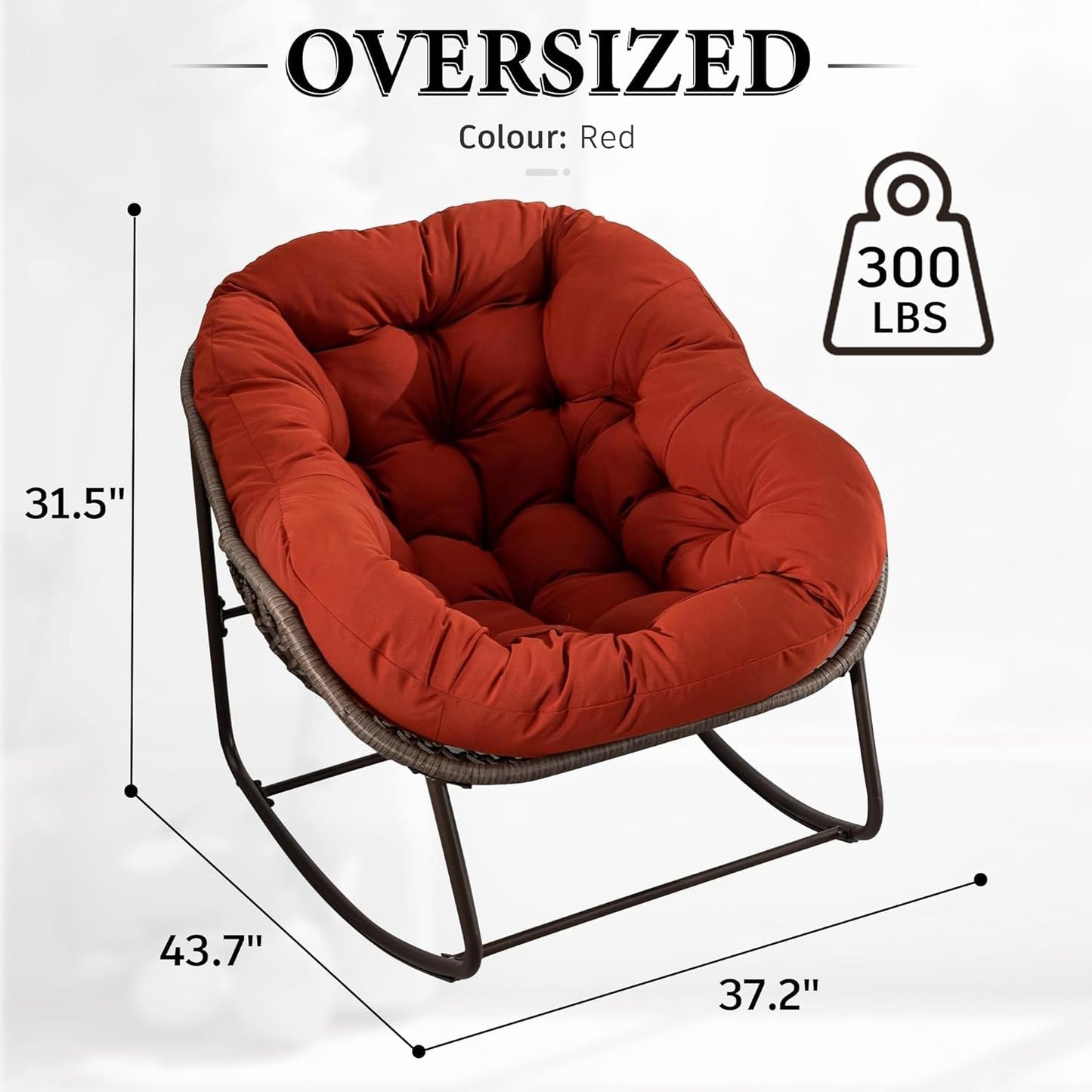 Papasan Chair – Extra Thick Cushion, Sturdy Wicker Frame, Indoor/Outdoor Lounge Chair for Porch, Patio & Balcony