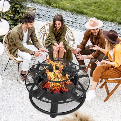 2-in-1 Wood Burning Fire Pit with Removable Cooking Grill