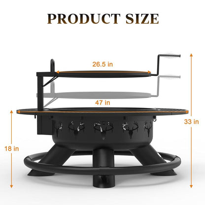 2-in-1 Wood Burning Fire Pit with Removable Cooking Grill