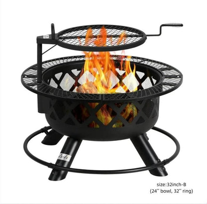 2-in-1 Wood Burning Fire Pit with Removable Cooking Grill