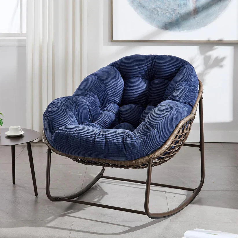 Papasan Chair – Extra Thick Cushion, Sturdy Wicker Frame, Indoor/Outdoor Lounge Chair for Porch, Patio & Balcony