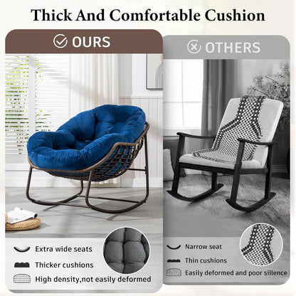 Papasan Chair – Extra Thick Cushion, Sturdy Wicker Frame, Indoor/Outdoor Lounge Chair for Porch, Patio & Balcony