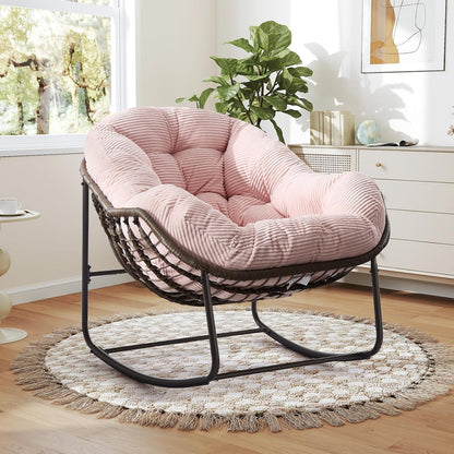 Papasan Chair – Extra Thick Cushion, Sturdy Wicker Frame, Indoor/Outdoor Lounge Chair for Porch, Patio & Balcony